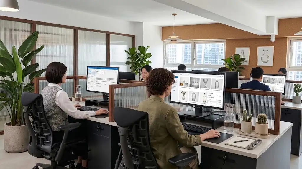 HangoTech staff working in the office