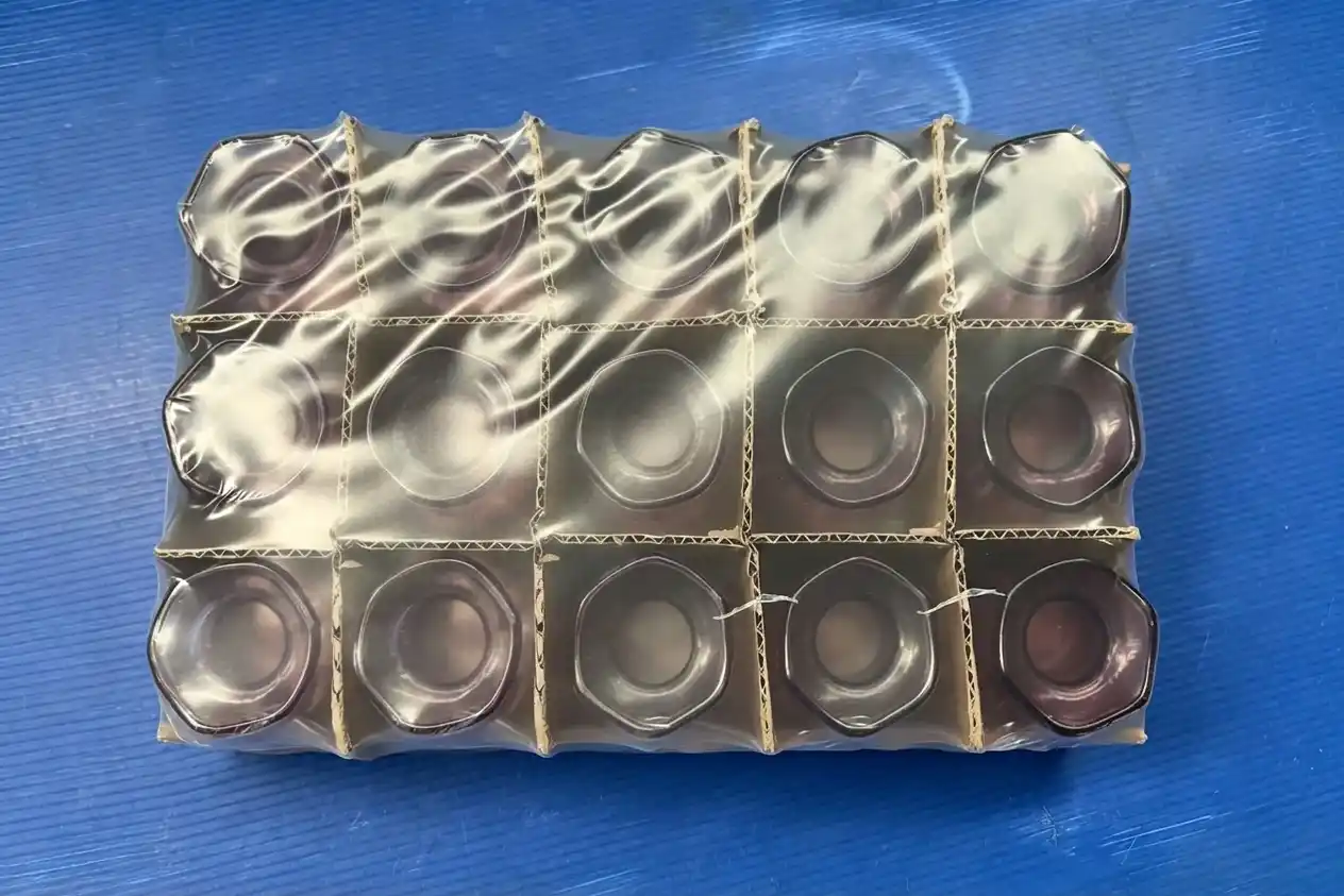 Top view of dividers and protection in finished glass product packaging