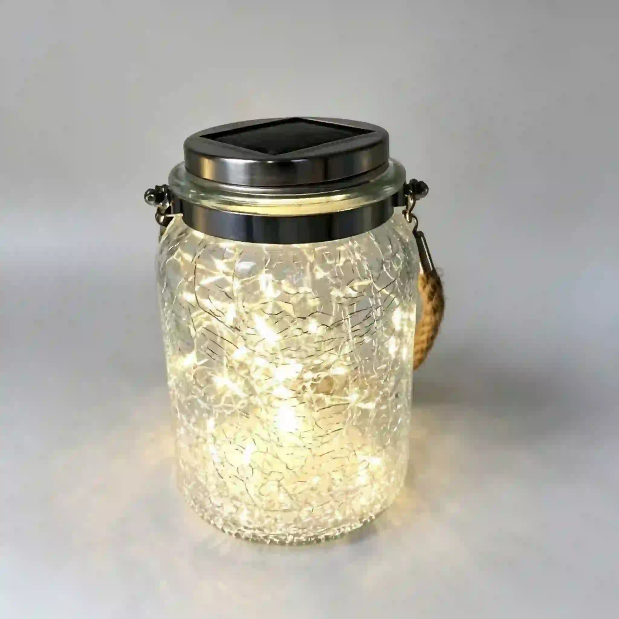 Warm LED Glass Jar Lantern