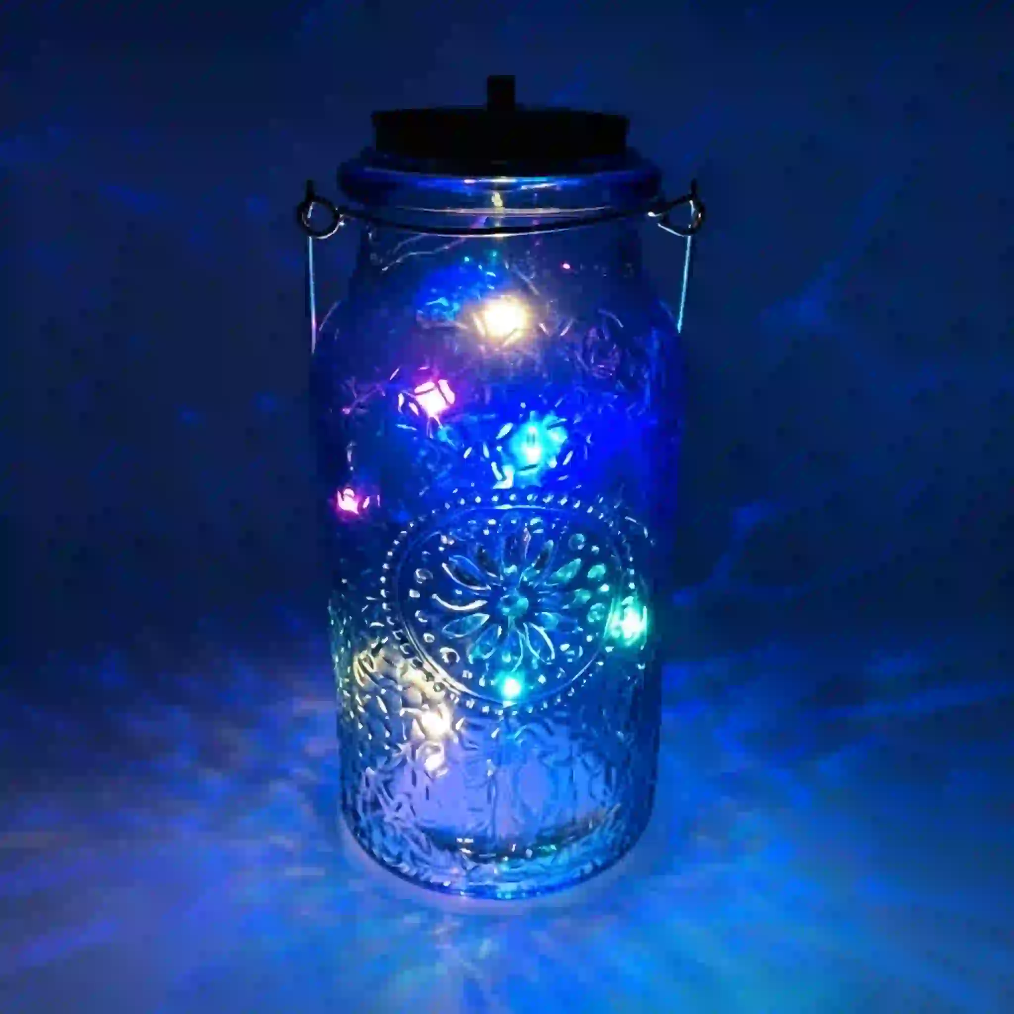 Embossed LED Glass Jar