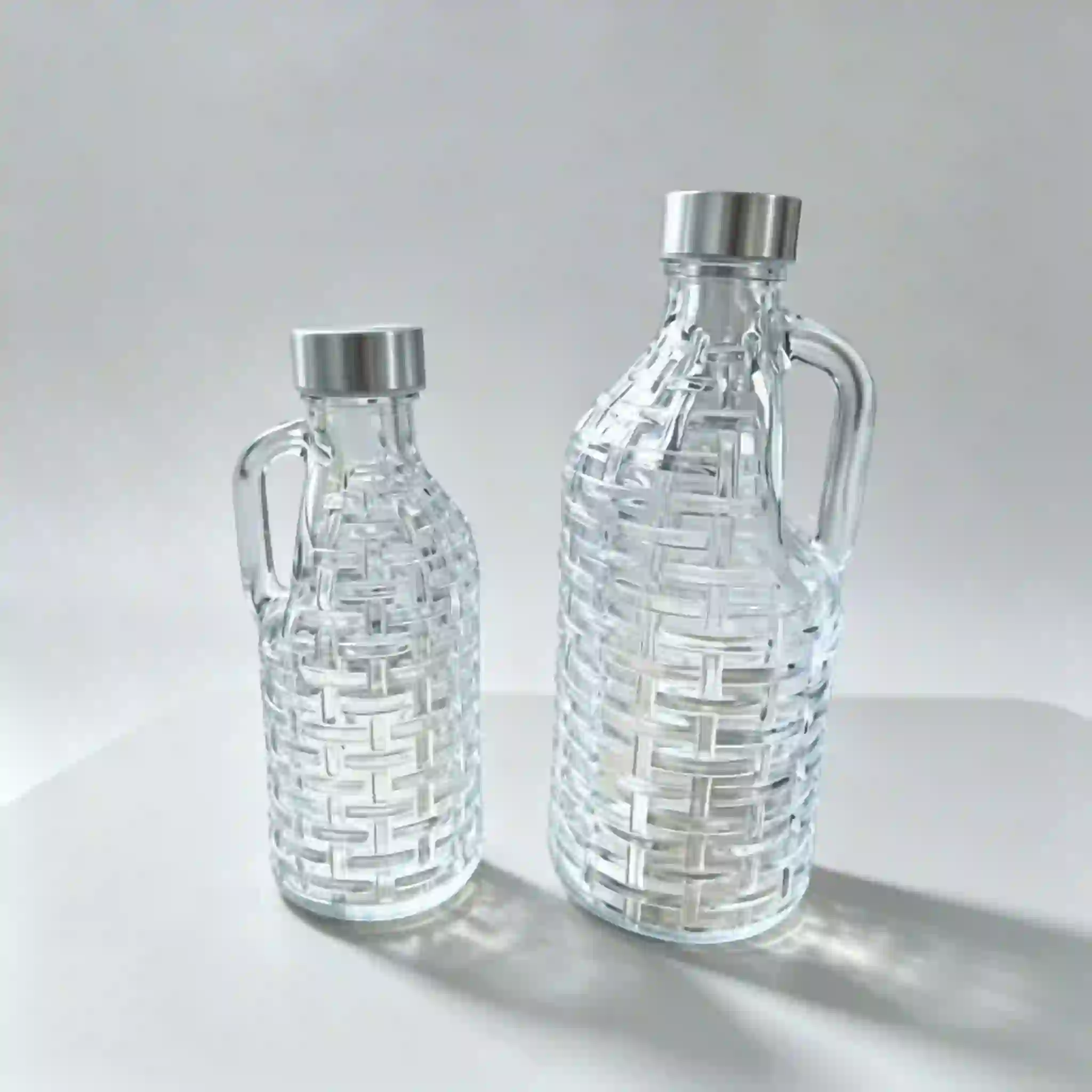 Woven Pattern Glass Oil Can Jug